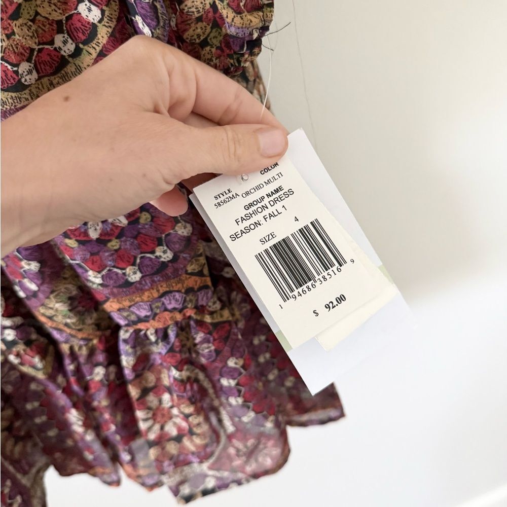 NWT Maison Tara Long Sleeve Mini Dress in Jewel Tone Medallion Pattern - size 4 - Picture 5 of 7